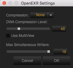 OpenEXR Settings OpenEXR Settings